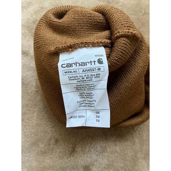 NWT Carhartt Knit‎ Cuffed Beanie "1 Team" Duck Brown Winter Hat One Size - Picture 4 of 6